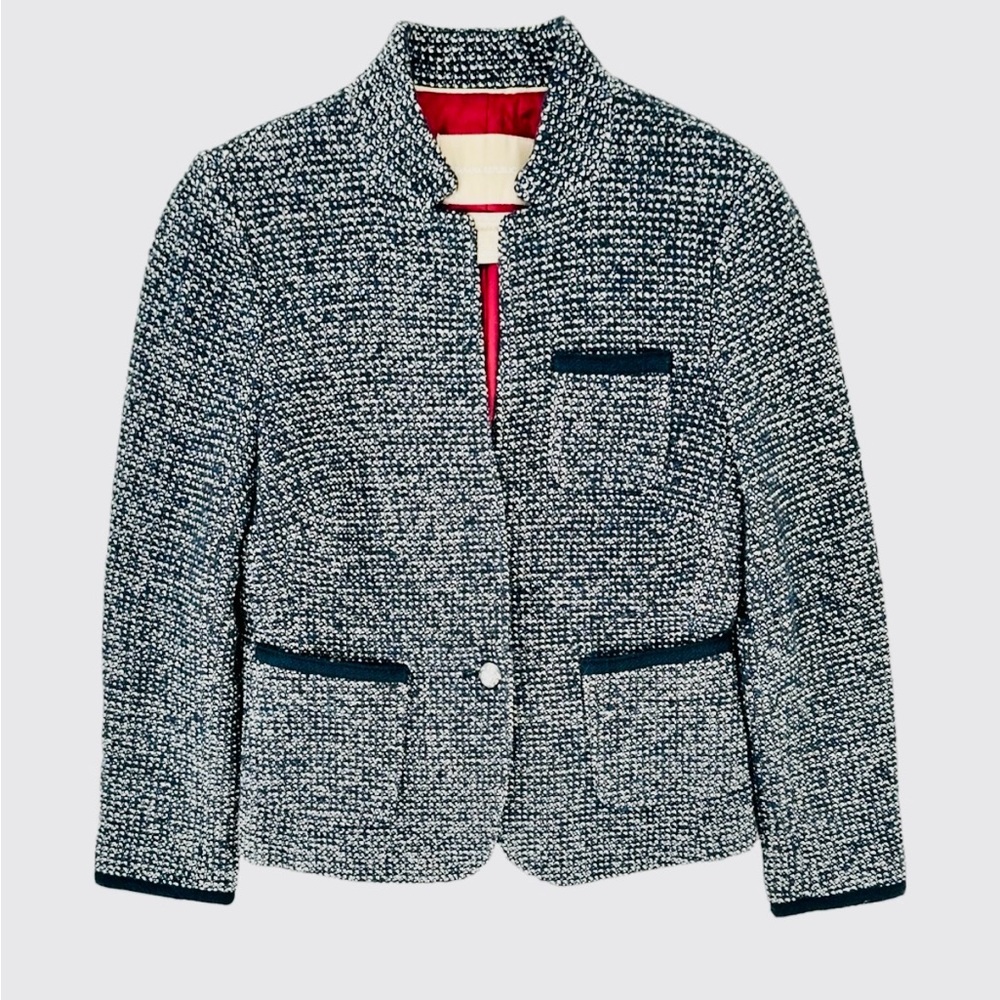 Banana Republic Navy Blue Wool Blend Tweed Jacket Size 2 NWT